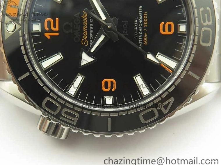 0501 Planet Ocean 43.5mm SS VSF 1:1 Best Edition Black Orange Bezel Black Dial on SS Bracelet A8900 Super Clone Breathable 8003